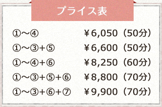 大森・山王・大田区の美容室・美容院 DIVA ディバ オススメ　プライス表